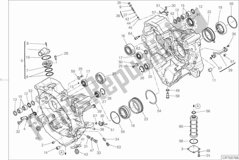 All parts for the 010 - Half-crankcases Pair of the Ducati Diavel Xdiavel USA 1260 2018